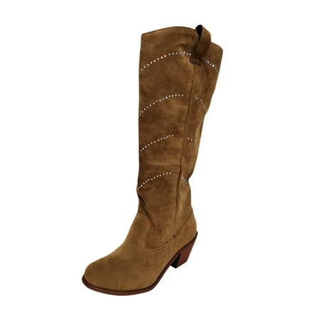 

Boots For Women Casual Warm Long High Rough Heels Zipper Shoes
