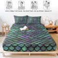thumbnail image 5 of Cal.King Size Fitted Sheet Set - Coastal Teal Green 3 Piece Bedding Sets 16" Deep Pocket Fitted Sheet with 2 Pillowcases, Modern Ocean Mermaid Scales Brushed Microfiber Hotel Luxury Bed Sheets, 5 of 9