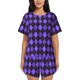 thumbnail image 1 of Balery purple argyle Conjunto de Pijama para Mujer con Estampado, Dos Piezas de Manga Corta y Shorts, Ropa de Dormir Suave con Cuello Redondo y Bolsillos-3X-Large, 1 of 6