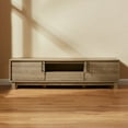 thumbnail image 6 of Mid-Century Modern Low Profile Entertainment TV Stand for 70/65/60/55 inch TV, Farmhouse Entertainment Center with 2 Fluted Door and Storage Living Room, Nature, 6 of 8