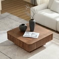 thumbnail image 3 of Lift Top Coffee Table with Storage, 35.5" Square Center Table with Large Hidden Space, Fluted Wood Accent Table for Living Room, Home Office, Walnut, 3 of 8