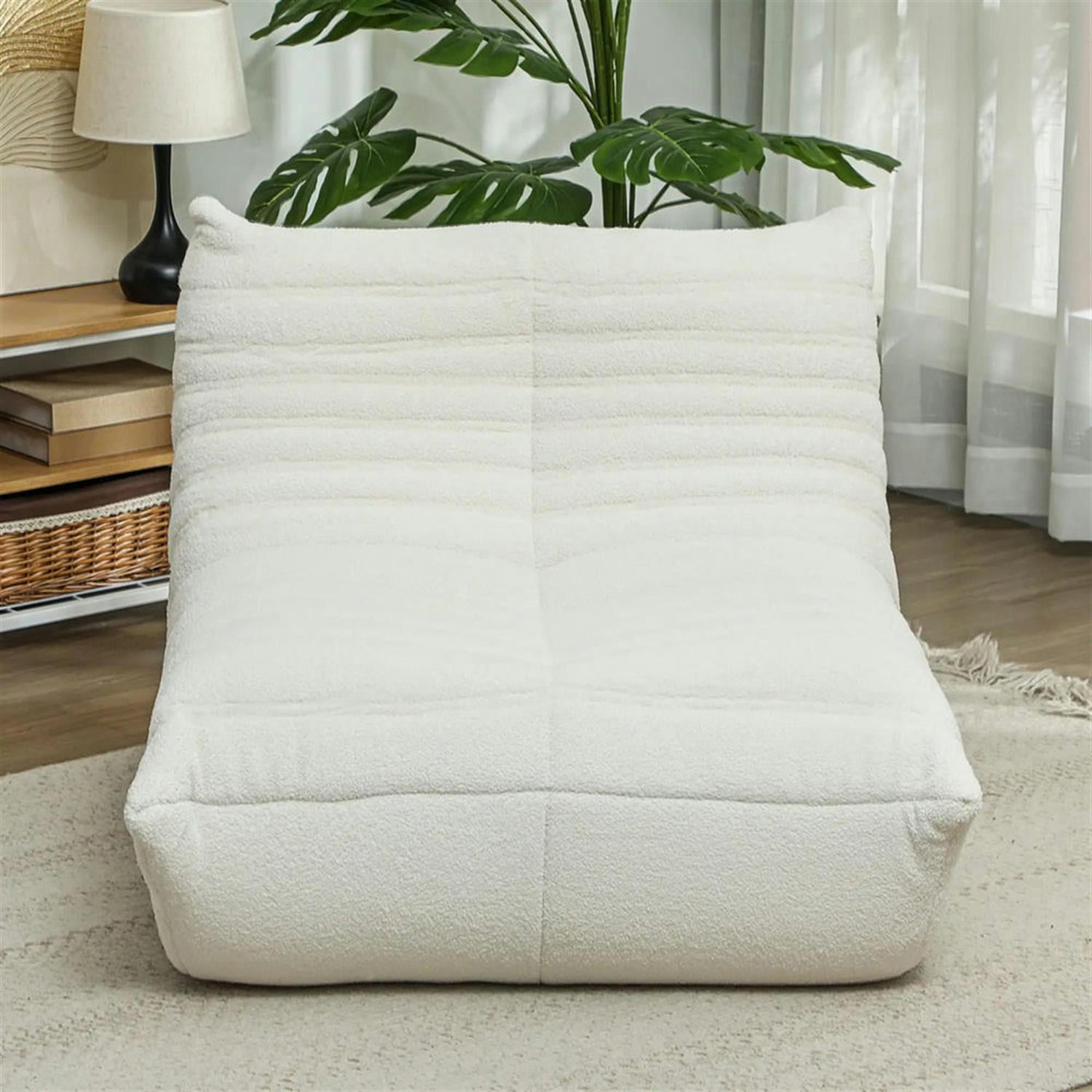 Demi Bonn Bean Bag Chair for Adults, Giant Fireside Chair, High Density Memory Foam Bean Bag Sofa Chair for Dorm, Living Room, White