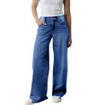 thumbnail image 3 of Women's Trendy Relaxed Fit Straight Leg Jeans with Stretch High Waist Comfortable Wide Leg Denim for Casual Style, 3 of 8