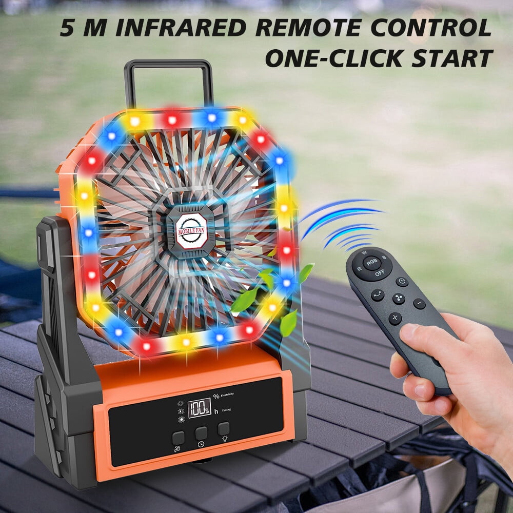 40000mAh Portable Camping Fan Battery Powered Tent Light Fan with LED Light Fan