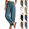 thumbnail image 2 of Oksale Barrel Pants Women Petite Trendy Cuffed Hem Elastic Waisted Summer Pants Casual Loose Wide Leg Pants with Patch Pockets 2026 Black 2XL, 2 of 7
