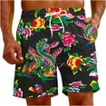 thumbnail image 5 of Midsumdr Mens Shorts 2025 Fashion Special Floral Printed Chinese Red Drawstring Shorts Beer Festival Beach Casual Plus Size Mens Shorts, 5 of 7