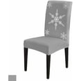 thumbnail image 4 of Chair Covers for Dining Room Set of 4,Christmas White Snowflakes Stretch Seat Protector Removable Washable Chairs Slipcovers for Kitchen Banquet Wedding Hotel,Winter Snow Seamless on Gray, 4 of 6