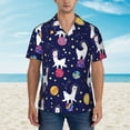 thumbnail image 4 of Balery Lama in Space Print Men's Hawaiian Shirts Short Sleeve Beach Shirt Relaxed Fit Vacation Button Down Shirts-XX-Large, 4 of 9