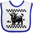 thumbnail image 3 of Inktastic Highland Cow Lover Checkered Girls Baby Bib, 3 of 4