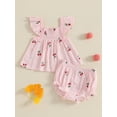 thumbnail image 3 of Qmyliery Baby Girl Shorts Set Cherry Print Smocked Fly Sleeve Babydoll Tops Elastic Waist Ruffle Shorts 2 Piece Summer Outfit 3 6 12 18 24 Months, 3 of 8