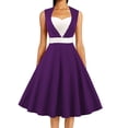 thumbnail image 1 of Robes pour Femmes 2024 Été Robe Ample Couleur Contrastée Sans Manches Col en V Robe Aguichant 50 % de Réduction!, 1 of 4