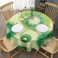 thumbnail image 3 of Green Tie Dye Pattern Round Tablecloth 60"x60",Wrinkle Wipeable Table Cloth for Kitchen Dining Room Picnic Patio Party, 3 of 6