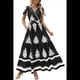 thumbnail image 1 of Vestido de Corta con Cuello en V, Estampado Floral, Bolsillos y Mangas Acampanadas, Color Negro, Talla M, 1 of 7
