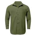 thumbnail image 3 of Tisuna Little Boys Casual Long Sleeve Shirts Solid Color Lapel Collar Button Down Tops Breathable Lightweight Boys Performance Formal Wear Size 5-6 Years Green1, 3 of 5