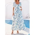 thumbnail image 3 of PRETTYGARDEN Women's Floral Boho Maxi Dresses Flowy Short Sleeve A Line Smocked Eyelet Summer Beach Vacation Clothes, 3 of 10