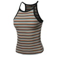 thumbnail image 2 of A2Y Women's Multi Stripe High Neck Rayon Spandex Rib Tank Top Navy Green S, 2 of 5
