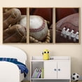 thumbnail image 2 of wall26 Framed Canvas Print Wall Art Set Baseball, Mitt, Football &amp; Basketball Sports Athletes Photography Realism Contemporary Scenic Colorful for Living Room, Bedroom, Office - 24"x36", 2 of 5