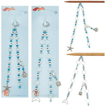 2 Pcs Marine Life Knitting Row Counter Chains 0-9 Chain Row Counter Knitting Stitch Counter Stitch Counters for Knitting Crochet Tracking Project Progress DIY