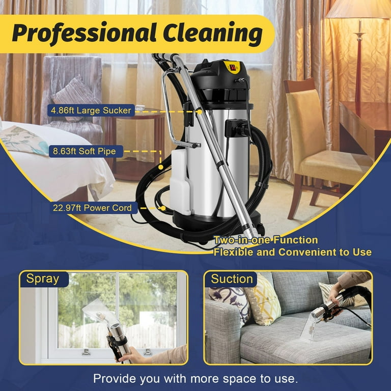 40L/9Gal Carpet Extractor(no Wand Tool Kit),3 in 1 Carpet Cleaning  Machine,Wand Floor Cleaning Machine Freestanding 110V,Canister Cleaner  Machine (40L