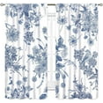 thumbnail image 2 of Blue Floral Curtains, Boho Vintage Flower Leaf Chinoiserie Retro Spring Oriental Asian Style Aesthetic Window Curtains for Living Room Bedroom Kitchen Bathroom 2 Panels, 42"x54" Inch, 2 of 5