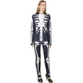 thumbnail image 5 of Notus Skeleton Bodysuits for Halloween Women's Sexy Skeleton Costume Cosplay Bodysuit Outfit Zip Up Jumpsuit Black XS, 5 of 7