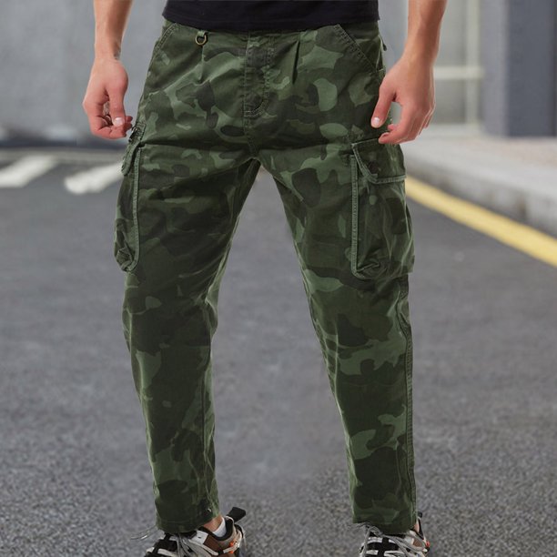 Cargo Pants Men'S MidWaist Zip Cargo Pants Relaxed Fit Camouflage