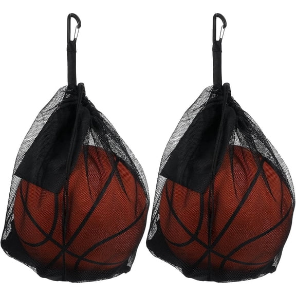 Ruizzi 2-Pack Mesh Ball Bags, Drawstring Sports Ball Carrying Bags with Carabiner for Basketball, Soccer & Volleyball