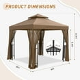 thumbnail image 4 of INTER HUT 8x8 Metal Patio Double Soft Roof Gazebo Outdoor Canopy Tent with Netting, Ceiling Hook, Shelves, 4 of 8