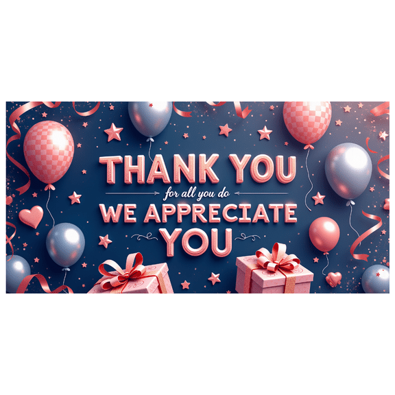 Decorative Design Thank You Banner Pink Theme Balloon Decoration for Employee Appreciation Events Celebration Indoor Decoration