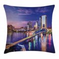 thumbnail image 1 of United States Throw Pillow Cushion Cover, Jacksonville Florida Skyline Vibrant Night St. Johns River Scenic, Decorative Square Accent Pillow Case, 18 X 18 Inches, Royal Blue Light Pink, by Ambesonne, 1 of 2