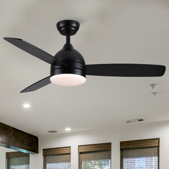 Witaxima 48 in. Black Smart Ceiling Fan with Remote, Integrated LED Light, 6 Speed DC Motor, Reversible for All Seasons, Plywood Blades