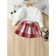 thumbnail image 3 of Toddler Girl 2 Piece Outfit Long Sleeve Shirts and Plaid A-Line Skirt Set for Toddler Fall Clothes,1-6T, 3 of 10