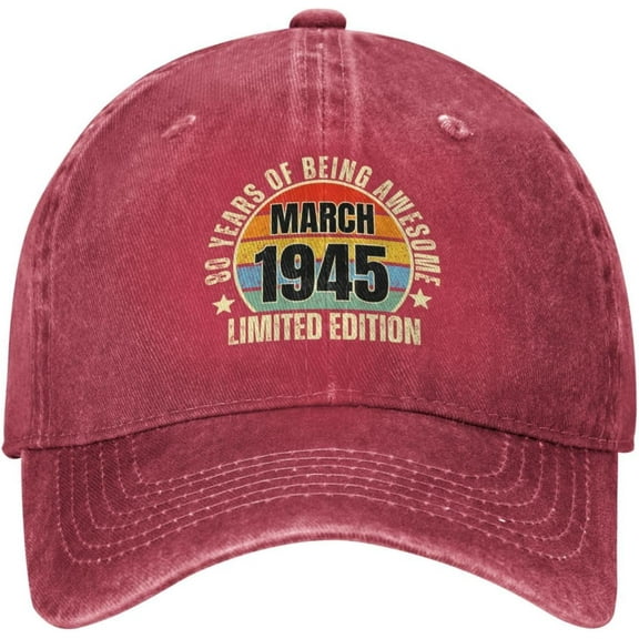 March 1945 Limited Edition 80 Years Old 80th Birthday Hat Denim Baseball Cap