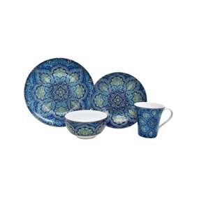 222 Fifth Northwood Cottage Red 16 Piece Dinnerware Set Walmart Com