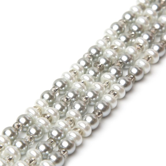 Cousin DIY Mixed Pearl Bead Strand-White & Gray, 234 Pieces