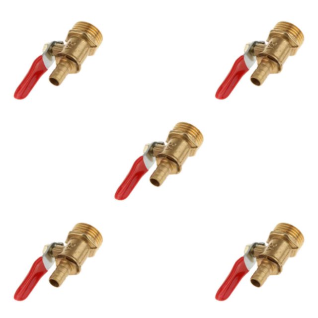 ZheElen Versatile Threaded Brass Ball Valve for Multiple Uses 4 interface 20mm 8mm Red 5Set