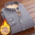 thumbnail image 1 of Ceisia Men's Fleece-Lined Long-Sleeve Button-Down Shirt Multi-Solid for Winter Warmth Gift, 1 of 6