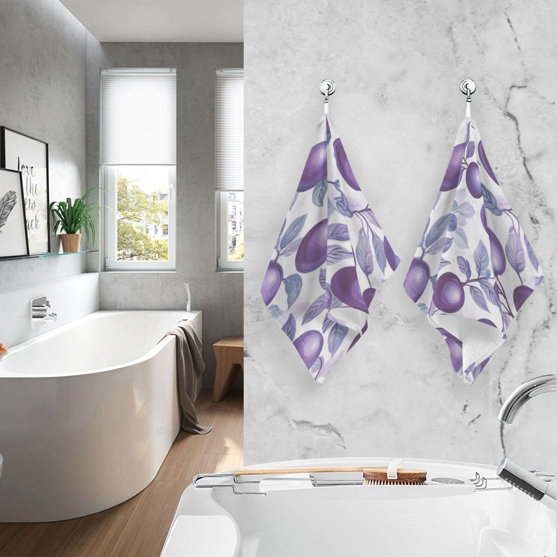 Cotton Towel Two-Piece 16x28 Inch One Sizex2 Face Towel Set Towel Set Cotton Hand Bath Towel Bathroom Beach Large Purple Plum