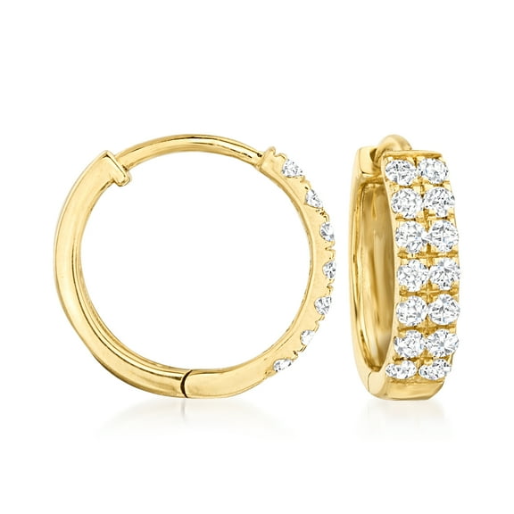 Ross-Simons 0.33 ct. t.w. Diamond Huggie Hoop Earrings in 14kt Yellow Gold, Women's, Adult