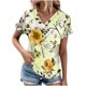 thumbnail image 1 of Mujeres de Verano Superior, V-Cuello Casual Camiseta de Moda de Manga Corta Hecha de Cómodo Estante de Imitación para Toda la Temporada de Uso Diario, Camisetas Cortas para Mujeres, 1 of 4