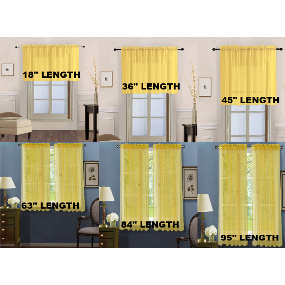 2 Piece Beautiful Voile Sheer Window Elegance Curtains drape panels treatment