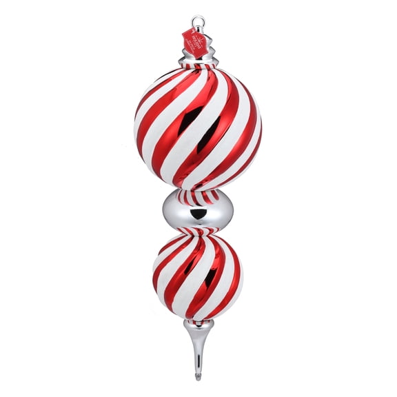 Red and White Jumbo Finial Shatterproof Christmas Ornament, 23", by Holiday Time