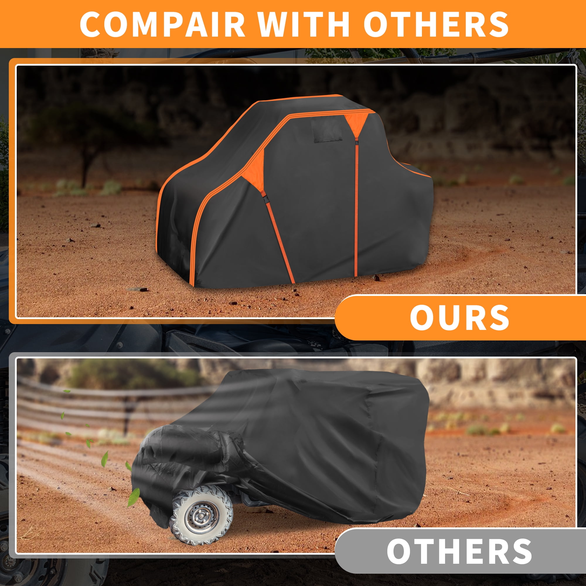 Unique Bargains Side by Side UTV Cover 210D-PU Black Orange for Ranger XP 1000