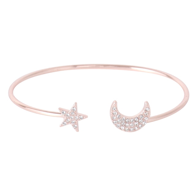 Moon Bracelet Rhinestone Opening Beautiful Stars Adjustable Fashionable Shining Bracelet for Woman (Rose Golden)