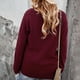 thumbnail image 4 of Suéter de Punto Cruzado Cuello en V Manga Larga Color Puro Suéter Casual de Moda para Mujer Vino Rojo XL, 4 of 6