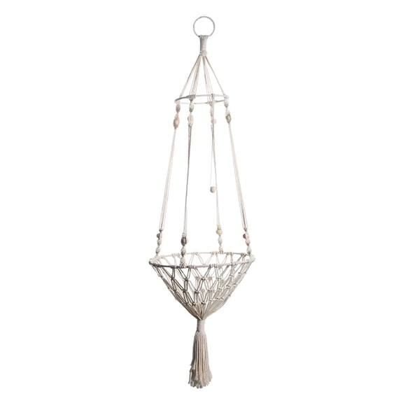 WLAGOOD Bohemian Style Hanging Cat Hammock 35.4x11.8x11.8in White Handwoven Cotton Rope Cat Swing with Bells Breathable Pet Hanging Bed for Indoor Home Decoration