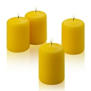 Yellow Citronella Scented Pillar Candles 3" Tall x 2" Width Set of 4 Burn Time 18 hours