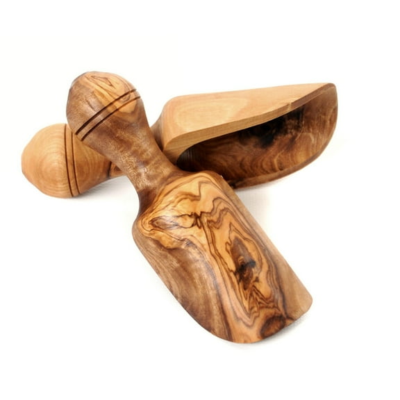 Olive Wood 4.5" Set of 2 Wooden Bath Salt Scoops
