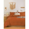 thumbnail image 2 of Burnt Orange Bedding Sets King Rust Duvet Cover Set Solid Pattern Washed Microfiber, No Filling, 2 of 9