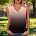 thumbnail image 2 of Mujeres sin mangas Tops de verano gradiente color fuera de posición impresión V-cuello blusa casual Mujeres V-cuello de verano Tops, 2 of 8